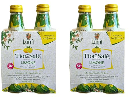 Limonata Fior di sale Lumì antica ricetta siciliana - 2 Cluster da 4 bottiglie in vetro da 250ml