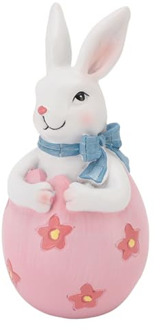 Jiawu Osterhase-Harz-Figur, Dekoration für Zuhause, Frühling, Urlaub, Party, Tischdekoration (PINK)