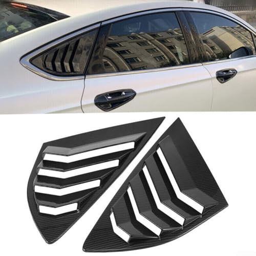 Honseadek Pare-soleil en plastique ABS pour porte latérale arrière en verre avec effet fibre de carbone, pare-soleil pour modèles Fusion 2013-2021 (noir brillant)