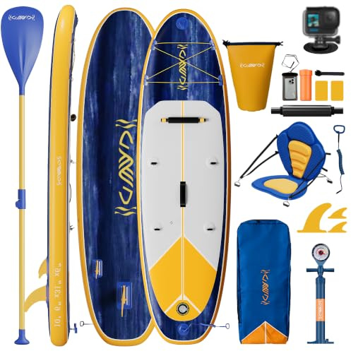 Devoko Stand Up Paddling Board Aufblasbar,mit Anschluss für Kamerahalterung | SUP Board Set mit 2in1 Sup Paddel und Sitz. Standup Paddle Boards 320×80cm, Geeignet zum Anfänger, Sitzen, Stehen, Liegen