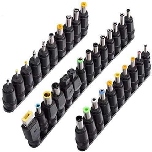 Universal Laptop Charger Adapter Tips, 34 Piece DC Power Connector Set, 5.5mm x 2.1mm Female to Male Converter, Compatible with Universal Laptops for Power Supply Plug
