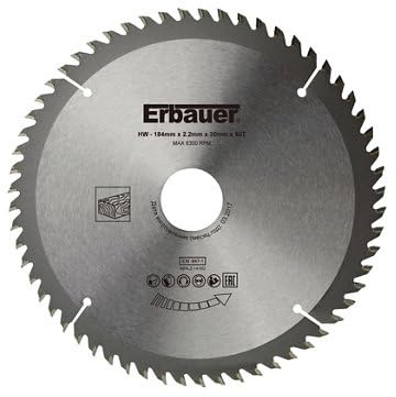 Erbauer Lame scie circulaire 184 mm x30/20/16 60 dents coupe fine