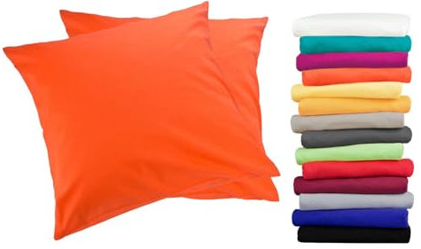2er Pack MOON-Luxury Linon Kissenbezug 100% Baumwolle-orange-40x40