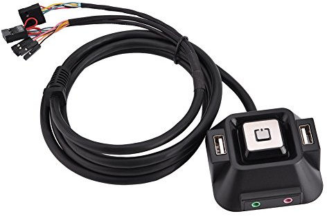 Desktop PC Schalter,Richer-R Computer EIN- und Aus Schalter Desktop Power Switch,Computer-Netzschalter mit Dual-USB +Audio/Mikrofonanschluss Schwarz