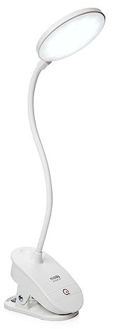 Miady Miday Rechargeable Led,Touch Lamp with 1200Mah Battery Operated, Portable Book Light with 3 Brightness Level, 360° Flexible Lamp, for Home,Book, Bed, Computer Clip on Light White