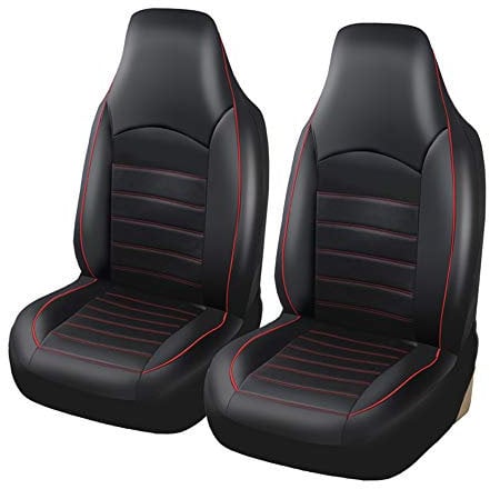 AUTOYOUTH Universal Front Pair Waterproof PU Leather Car Seat Covers for Cars & Supports & Airbag Compatible, Red