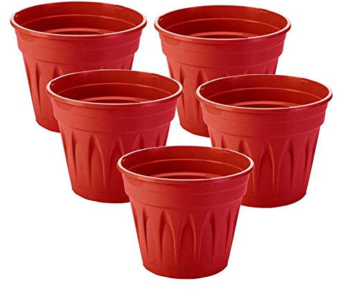 Maceta Redonda, Set 5 Unidades, 24cm. Diámetro, 5 litros (Rojo)