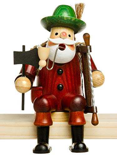 Sikora RM-A Kantenhocker Holz Räuchermännchen H:16,5 cm - Verschiedene Motive, Größe:Höhe ca. 16.5 cm, Farbe/Modell:A03 Kantenhocker Rot - Holzfäller