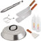 Onlyfire FPA-5117 Professionale Set di Spatole per Griglia, Barbecue Utensili da Cucina per Plancha Flat Top all' Aperto Campeggio, Cloche da 12, 9 Pezzi