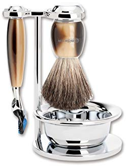 Böker Manufaktur Solingen Rasurset Edelharz Hornbraun, 1 Stück