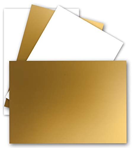 100x Einzelkarten Din A7-10,5 x 7,3 cm - 240 g/m² - Gold Metallic - Blanko Mini-Karten ideal für Geschenkanhänger, Namenskarten & Visitenkarten
