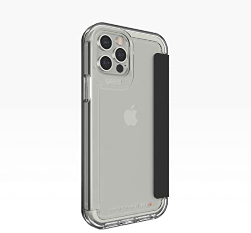 ZAGG Gear4 Wembley Flip D3O Protective Case Compatible with Apple Phone 12 Plus/iPhone 12 Pro, 6.1in, Slim, Wireless Charging, Shockproof, Impact Protection, Anti-Yellowing, (Clear)