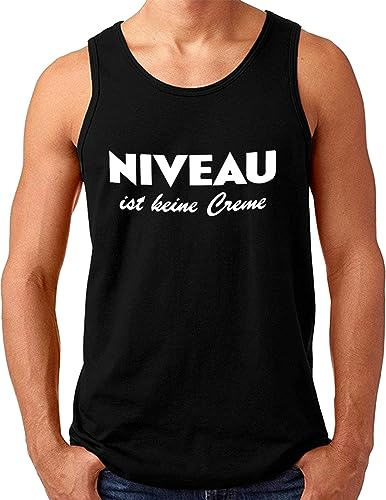 OM3® Niveau ist Keine Creme Tank Top Shirt - Herren - Fun Parodie Statement Sarkastisch Spruch - Schwarz, L