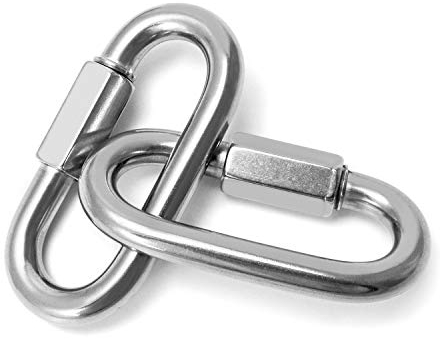 QWORK® 2 Pack Quick Link M10 Chain Links, 304 Stainless Steel Heavy Duty D Shape Locking for Outdoor Traveling Equipment, Hammock and Camping
