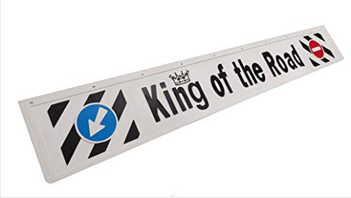 Paraspruzzo Lungo Posteriore in Gomma Bianca per Camion Rimorchio 240x35 cm con scritta King of the Road