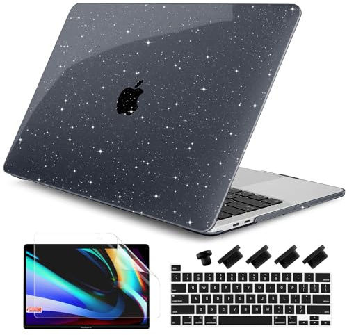 DONGKE Schutzhülle für MacBook Pro 13 Zoll (33 cm) 2023, 2022, 2021, 2020, Modell A2338, M2/M1, A2289, A2251, mit Touch-Bar und Touch-ID, glitzernd, Kunststoff-Hartschale und Tastaturabdeckung,