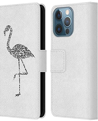 Head Case Designs Officially Licensed PLdesign Silver Sparkly Flamingo Leather Wallet Case Compatible With Apple iPhone 13 Pro