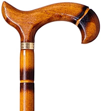 S & B Stützstab aus Holz, verziert mit Streifen 92 cm, sehr robust (613) Caminar Stick für ältere Menschen, Braun
