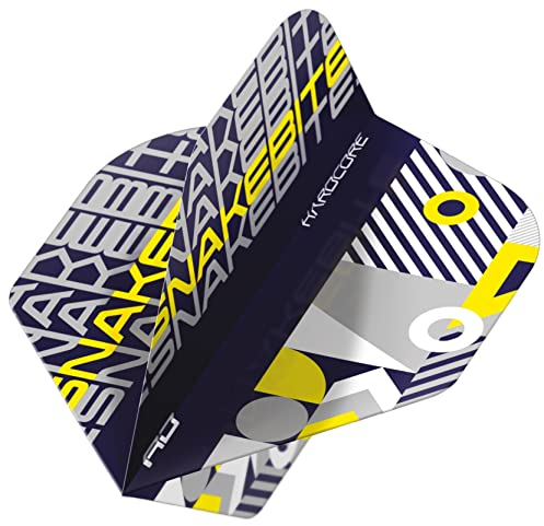 RED DRAGON Peter Wright Snakebite Hardcore Stack Black and Yellow Dart Flights - 3 Sets Per Pack (9 Flights in Total)