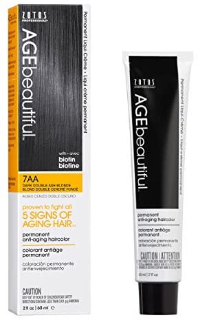AGE beautiful Permanent Hair Dye 7AA Dark Double Ash Blonde - Ash Blonde Hair Color Cream with 100% Gray Coverage, Anti-Aging Biotin Formula for Thicker, Fuller Hair, Professional Salon Quality