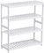 Vencier Bamboo Shoe Rack Natural – Easy Assembly & Strong Design Stand Shelf Organizer Ideal for Corridor, Bedroom, Bathroom, Hallway & Small Spaces, Large Capacity (White, 4 Tier)