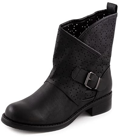 Toocool Stivali Donna Bassi Biker Motociclista Anfibi Fibbia Traforati G630 [39,Nero]