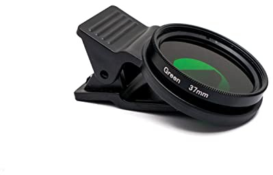 SYSTEM-S Farbfilter Grün 37 mm Linse Farbe mit Clip für Smartphones in Schwarz
