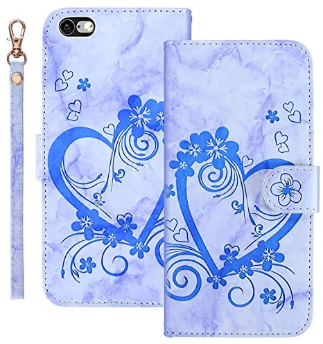 Ailisi Blume Herz Klapphülle für iPhone 6 Plus/iPhone 6S Plus - Blau