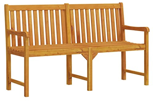 vidaXL Solid Acacia Wood Garden Bench Outdoor Patio Terrace Backyard Furniture Wooden Bench with Backrest Seat Seating Chair 150 cm