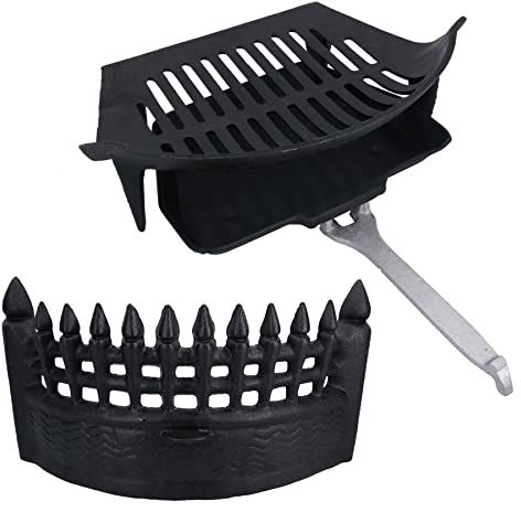 AB Tools 16 Fire Grate Front, Grate, Ashpan & Handle Fireplace Cast Iron Log Coal Saver