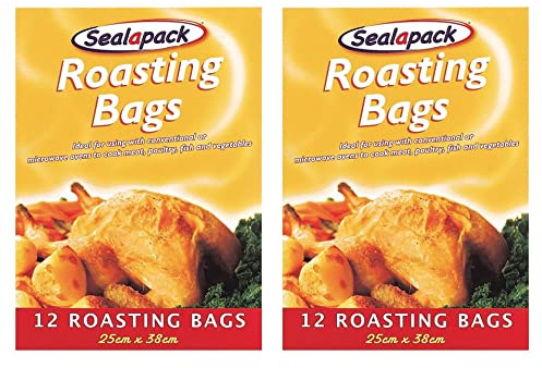 JMS we create smile (Pack of 24) Roasting Bags Seal 25cm x 38cm Large Cooking Bags for Ovens & Microwaves Cooking Meat, turkey, Chicken Poultry, Fish, Vegetables