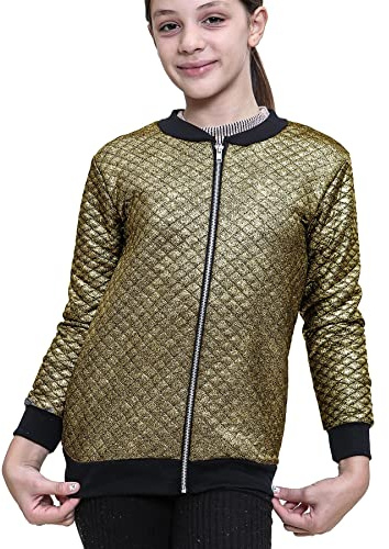 Kids Girls Shiny Casual School Jacket Fashion Quilted Coat - Jacket Shiny Golden 9-10