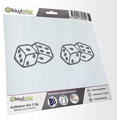 - 2X Kennzeichenaufkleber - Spielwürfel - Dice - Craps - Augenwürfel - Autoaufkleber - Evolution Charles Darwin Aufkleber für Auto, Laptop, Fahrrad, LKW, Motorrad Mehrfarbig JDM Decal Racing