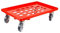 Transportroller für Euroboxen 60x40cm mit Gummiräder rot | Gitter/Rasterdeck | 4 Lenkrollen | Traglast 300kg | Kistenroller Logistikroller Rollwagen Profi-Fahrgestell