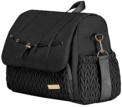 Hannah&Sophia Unisex's Hannah & Sophia Belle Convertible Baby Diaper Backpack Messenger Bag, Black, M