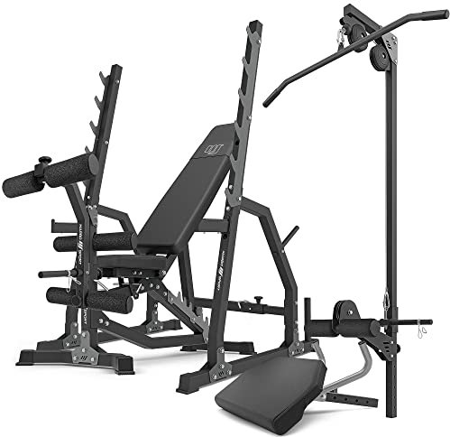 Marbo Sport Set MS36_2.0 | Doppelseitige Bank + verstellbare Hantelablage + Curl Pult + Beinpresse | Made in EU