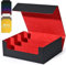 UAONO Card Storage Box - 1800+ PU Leather Commander Deck Case, Magnetic Closure Fits Magic Game Cards (Black & Red)