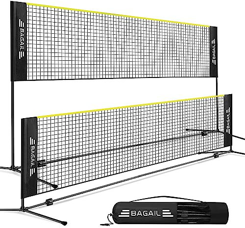 BAGAIL Badmintonnetz, faltbares Nylonnetz, höhenverstellbarer Ständer und Tragetasche, leicht auf- und abbaubar, Ideales Sportnetz für Tennis, Badminton oder Volleyball
