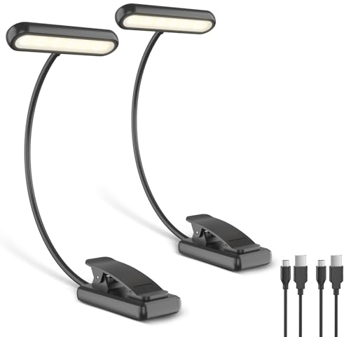 iFalarila Leselampe Buch Klemme, Breite Lichtabdeckung, USB C Wiederaufladbare Buchlampe mit 3 Farben & 10 Helligkeit dimmbar, flexibler Schwanenhals, klemmleuchte, Leselicht für Kinder