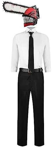 Xinchangda Chainsaw Man Anime Cosplay Kostüm für Halloween Weihnachten Karneval Party Uniformen Full Set, Kettensägenmann Denji Cosplay Outfit