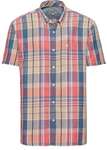 camel active Herren Karohemd aus Leinenmix Rot-Blau, Menswear-L