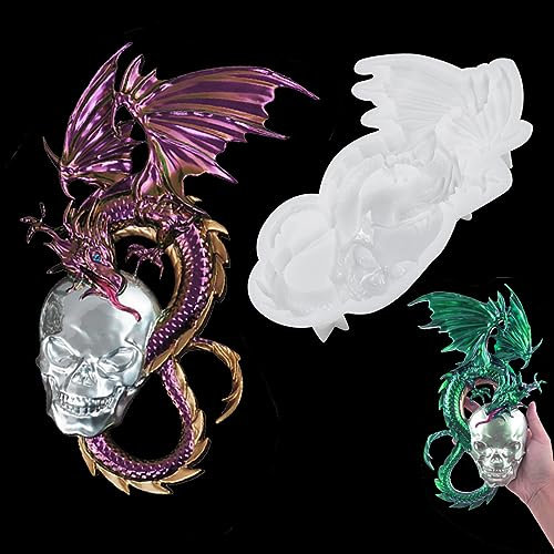 Zayookey Molde de Resina de Calavera de Dragón 3D, Moldes de Silicona de Dragón Grande, Molde de Fundición de Resina de Cráneo, Molde Epoxi de Animales para Bricolaje Colgante de Pared, Decoración de