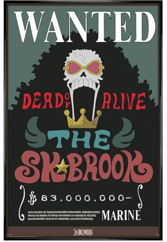 Grindstore One Piece Wanted Brook Maxi-Poster – glänzend schwarz gerahmt
