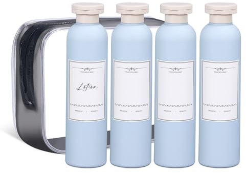 ASEVAT Leak Proof Travel Bottle with Flip Cap, Shampoo and Conditioner Bottle Set, Refillable Containers for Lotion, Cream Shampoo, Blue, 8.8 Ounces, Practical