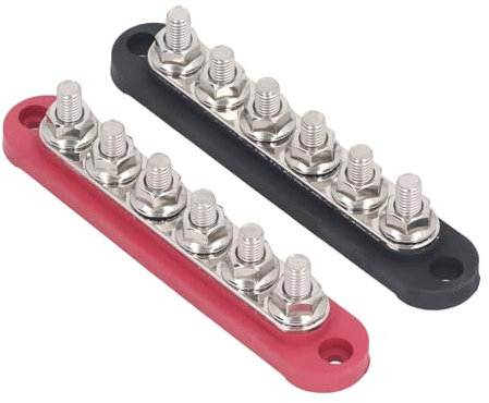 2 Uds M8 Placa de Cobre Acero Inoxidable 150A Bloque de Terminales de Barra Colectora Fácil Instalación, para Automóviles, Coches, Barcos y Barcos