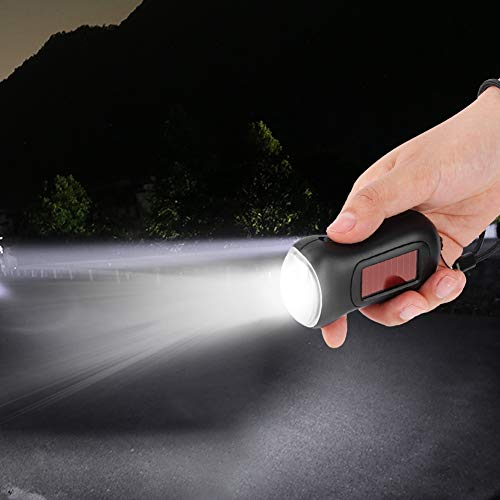 Linterna Solar Dinamo, Linterna de Emergencia LED con Manivela para Supervivencia en Escalada de Montaña, Material ABS Negro