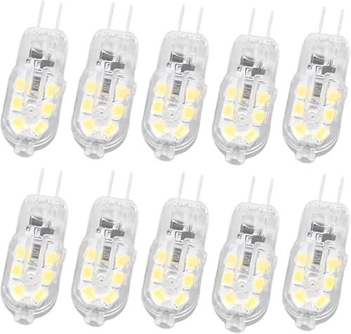Fafeicy Ampoule LED G4, 10 Pièces DC 12 V G4 Ampoule LED à Double Broche, Ampoule LED à intensité Variable, Ampoule G4 LED 80 à 300 Lm, Coque Transparente, Luminaires Sous Comptoir