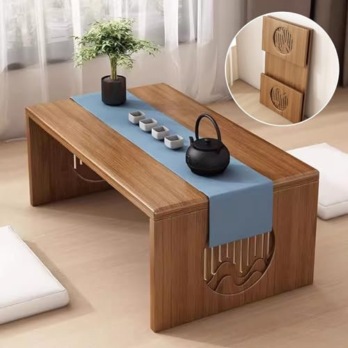 Japanischer Bodentisch, Klappbarer Altartisch, Niedriger Couchtisch für Sitzen Auf Dem Boden,japanischer Meditationstisch, Tatami-Puja-Tisch für Wohnzimmer, Esszimmer, Tee, Heimdekoration(Size:70CM)
