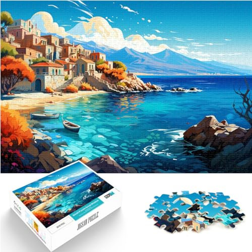 Puzzles Gift Color Crete island Greece Jigsaw Puzzles for Adults 1000 Pieces Wood Puzzle Educational Stress Relief Toy Puzzle gifts for friends and family (50x75cm)