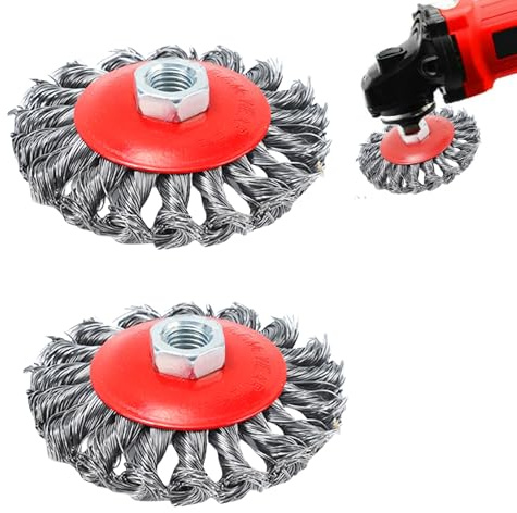2 Stück Drahtbürste für Bohrmaschine, 100mm Drahtbürste für Winkelschleifer Drahtbürste Flex Winkelschleifer Zubehör mit M14 Modelle für Bohrmaschine Polier, Schleifen, Entrosten, Entgraten (B)